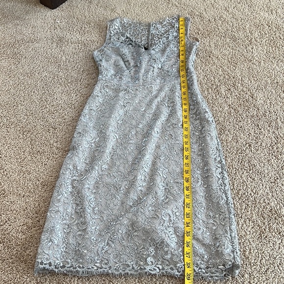 New! BCBGMaxazaria SZ 2, grey silver metallic over slip Lynette dress. - Picture 13 of 14